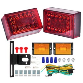 Serlainxin 6inch Boat Trailer Lights Kit, Submersible Trailer Light LED Kit, 6" Rectangular Trailer Lights with Amber Marker Light Wiring Harness for 12V Boat Truck RV