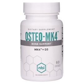 NBI Osteo-MK4 Bone Support | Vitamin D & K Complex | 45mg Vitamin K2 (MK4) for Strong Bone Health & Function | 60ct Veggie Capsules