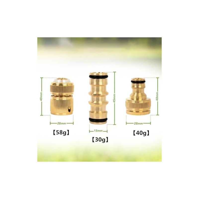 Conectores de Manguera de Jardín Brass Rust‑Resistant – Set 3/6
