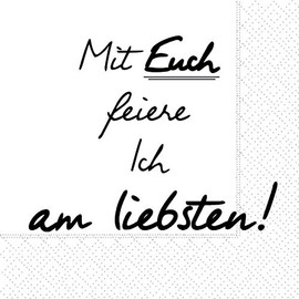 Serviettes Table Decoration Birthday Text "Euch am liebsten" Pack of 20 3-Ply 33 x 33 cm
