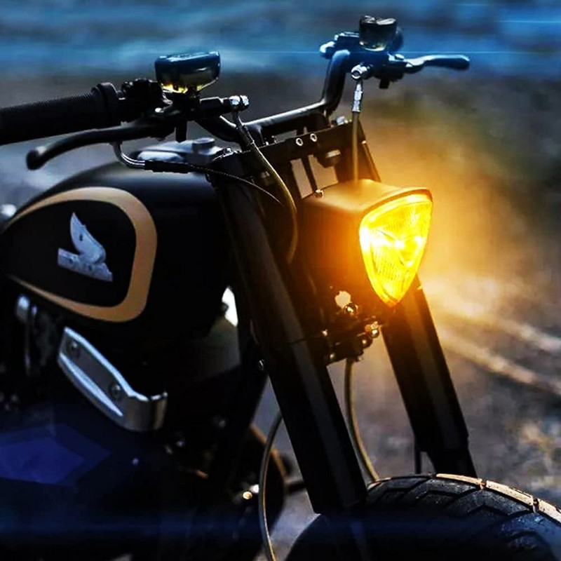 JIAHER Motorcycle Headlights, Triangle Metal Front Lighting, Headlights, Harley Chopper,