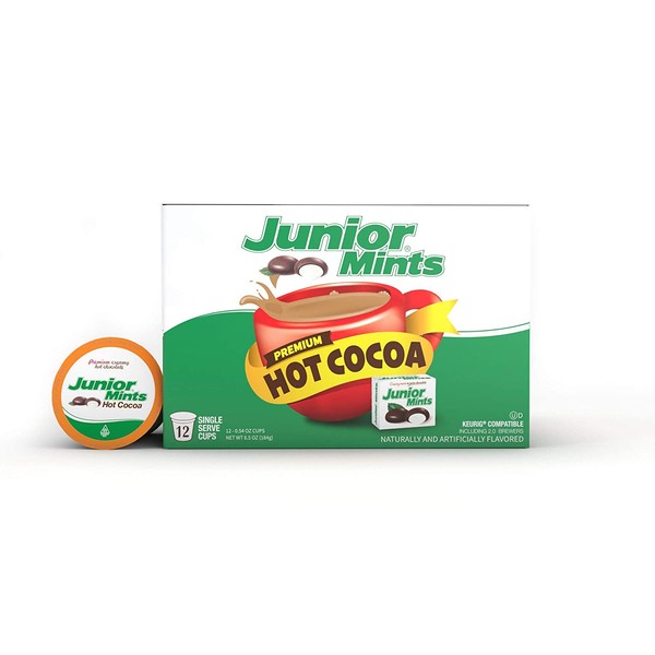 Tootsie Roll Junior Mints Hot Cocoa Single Serve Pods, Compatible with 2.0 Keurig, 12Count