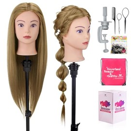 Neverland Beauty & Health- ?Diseño atractivo?Cabeza de maniquí de cabello Con cabello dorado n.° 27 y una longitud de 71.1 cm, nuestra cabeza de maniquí con cabello sirve para su práctica de peina