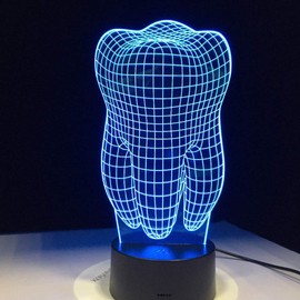 3D Tooth Led Illusion Table Lamp 7 Colors Change Night Light for Bedroom Home Decoration, Dentist, Wedding Birthday Christmas and Valentine Gift Artistic and Romantic Atmosphere