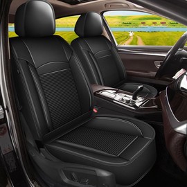 DISUTOGO Front Seat Covers Fit for Hyundai Venue 2020-2023 2024 2025: Car Seat Cover Leather Ice Silk Waterproof Breathable Automotive Seat Cushion Protector (2 Seats, Black)