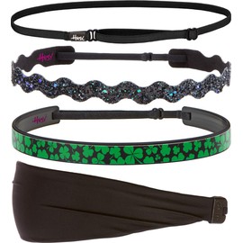 Hipsy Irish Green Hair Accessories St Patrick's Day Clover Shamrocks Headbands for Women Girls & Teens (Black/Shamrocks/Peacock/Black Elastic Mixed 4pk)