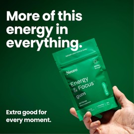 NeuroGum Extra Strength Energy & Focus Gum (90 Count Bag, Spearmint) | 100mg Natural Caffeine + L-Theanine + Vitamin B12 & B6 + Xylitol | Sugar Free Nootropic Cognitive Brain Performance Supplement