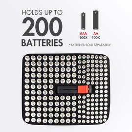 Tenergy Large Battery Organizer Storage Case with Battery Tester, Holds 100 AA Batteries & 100 AAA Batteries (Batteries not Included)