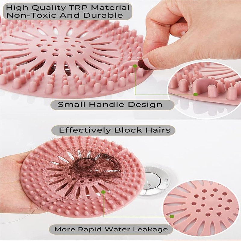 4PCS Hair Catcher Rubber Stopper Shower Drain Covers， for Bathroom,