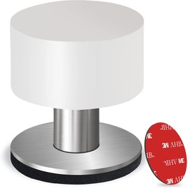 Door Stoppers with Extra Stickers, Self-Adhesive Door Stop with White Rubber & Stainless Steel Body - Heavy Duty Sound Dampening Door Bumpers for Home & Office, Door stoppers for Bottom of Door