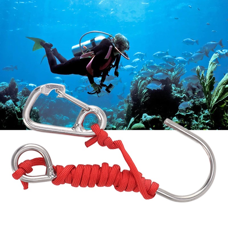 Diving Stainless Steel Single Hook Diving Reef Hook with Lanyard