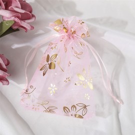 FAVORTALK Organza Gift Pouches 30 PCS Wedding Jewelry Bags 9x12cm/3.5x4.7 inches Mesh Pouches Perfect for Wedding Birthday Anniversary Lightpink