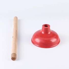 CINGHI LUSSO Toilet Plunger Red Heavy Duty Force Cup Rubber with A Long Wooden Handle to Fix Clogged Toilets and Drains, Perfect for Kitchens and Bathrooms (2 pcs)