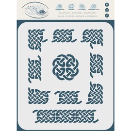 Celtic Frame Stencil 21.5 x 26.5 cm (M) - Irish Celtic Viking Frame Knotwork Design Woven Ethnic Braided Protection Knot Stencils for Painting Template