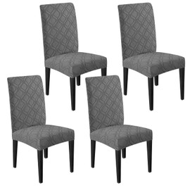 Fililogor Chair Covers, Set of 4, Elastic Stretch Chair Covers, Removable Washable Dining Room Chair Protector for Kitchen, Restaurant, Banquet, Wedding (Grey)