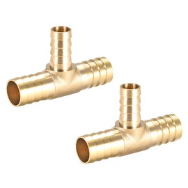 uxcell Tee Brass Barb Fitting Reducer 3 Way, Fit Hose ID 16mm x 12mm x 16mm 2pcs