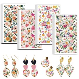OLYCRAFT Watercolor Flower Transfer Paper 4 Design 24 Pcs Transfer Paper for Polymer Vintage Floral Polymer Clay Transfer Sheets Rustic Floral Small Transfer Paper for Clay Earrings Jewelry Making