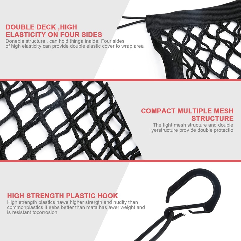 Motorcycle Cargo Nets, 10x11inch Double Layer Helmet Net for Motorcycle
