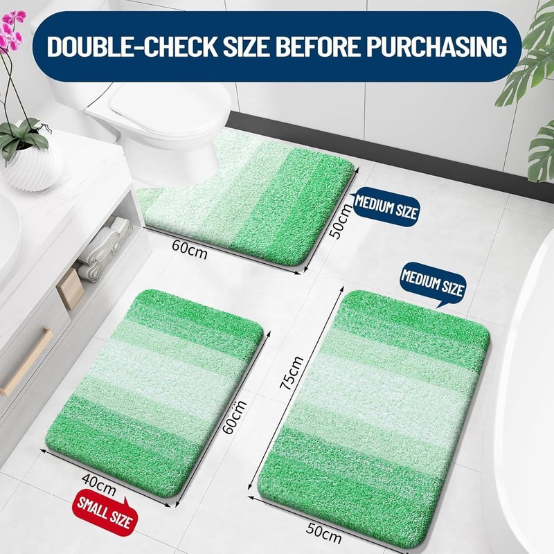 smiry Microfiber Bath Mat, 40 x 60 cm, Non-Slip Super