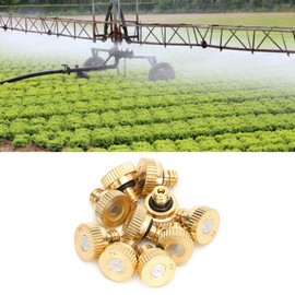 Brass Misting Nozzles, Dust Control Mist Tees Spray Nozzles Sprinkler Atomizing Sprayer Water Hose Nozzle 0.01in for Outdoor Cooling Mister System Garden Greenhouse Landscaping Humidification 10Pcs