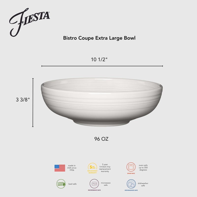 Fiesta® Bistro Coupe Extra Large Bowl 96 oz – Durable