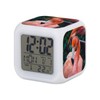 Fabulous White Illuminated Cube Alarm Clock - Close-up Flamingo Pink