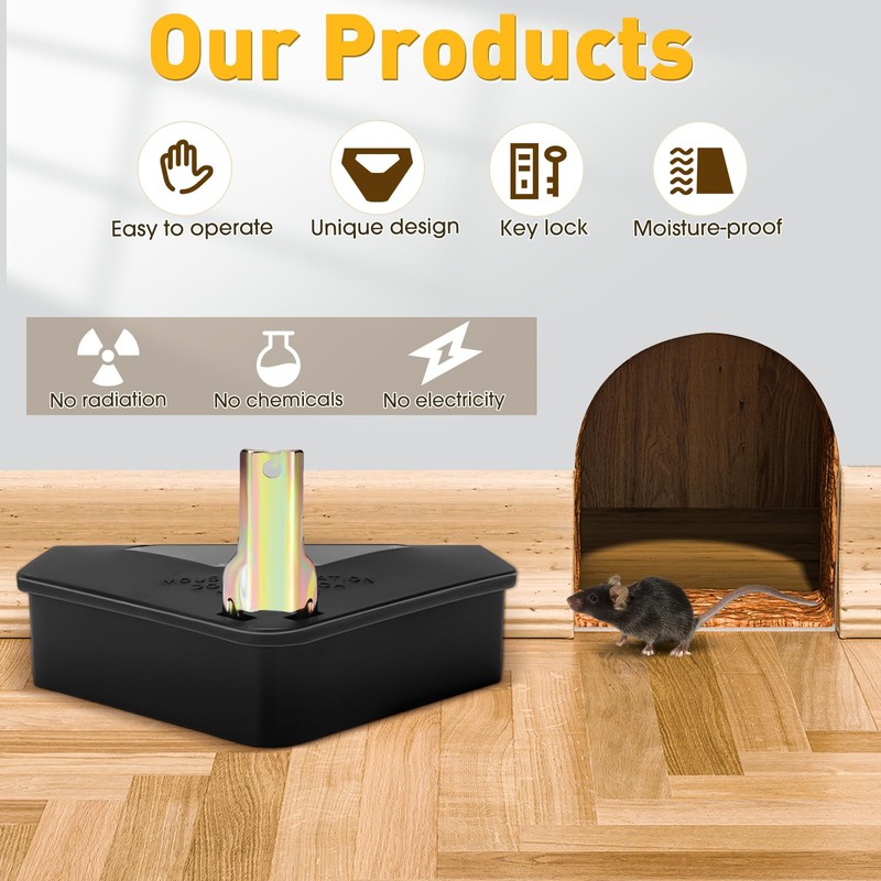 Qualirey 12 Pcs Upgraded Mouse Bait Station with Key &
