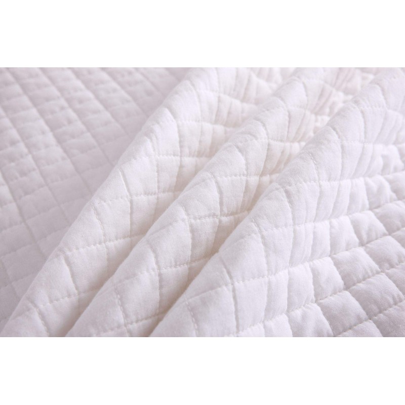 MarCielo 3 Piece 100% White Cotton Quilt Set Lightweight Bedspread