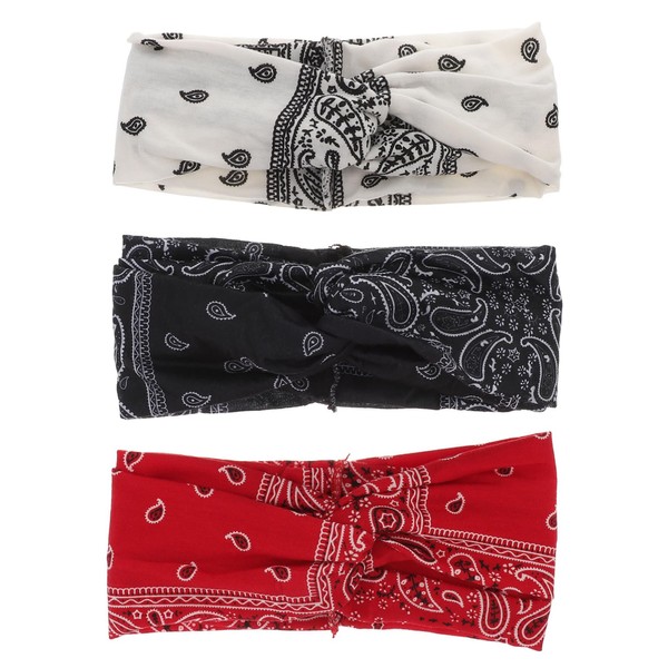 SAFIGLE 3pcs Twisted Wide Bohemia Headwrap Set for Women Floral
