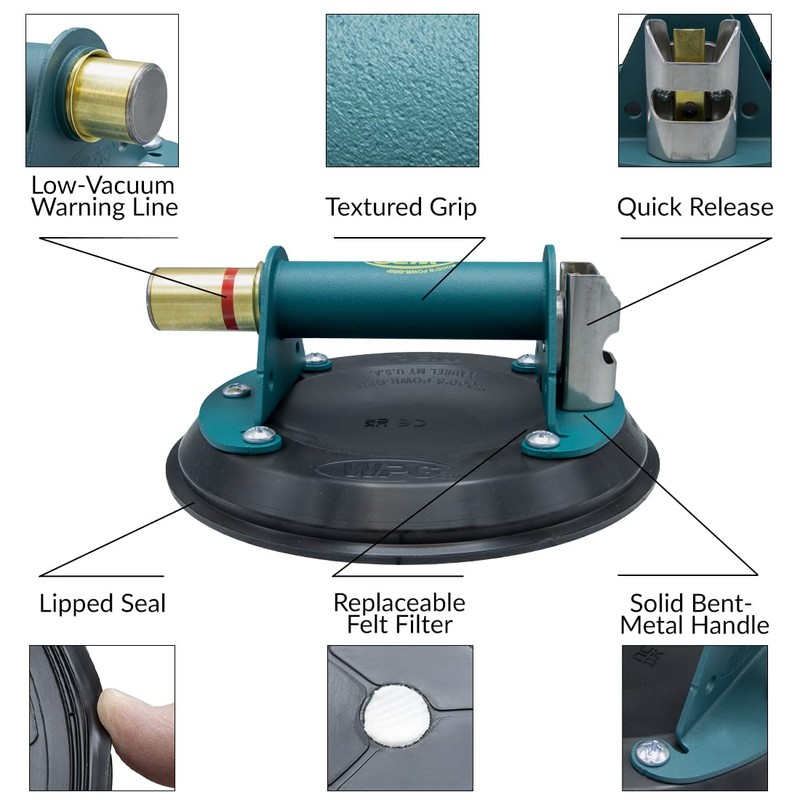 Wood's Powr-Grip N4950 8" Vacuum Suction Cup Lifter w/Case