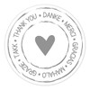 KuschelICH Round Thank You Stickers with Heart – White/Grey –
