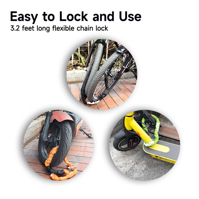 NDakter - Candado de cadena para bicicleta, combinación de 5