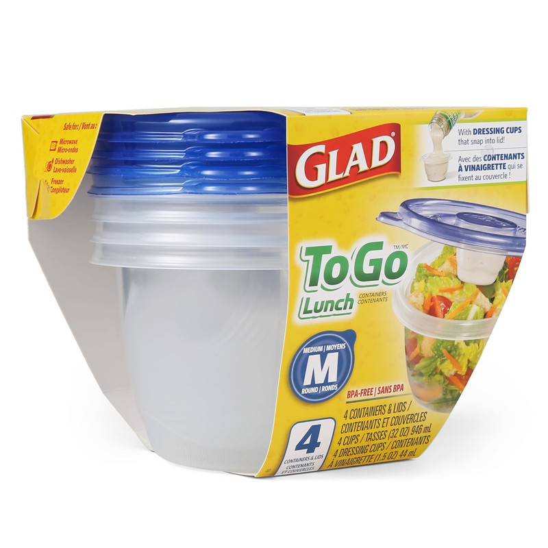 Glad GladWare To Go Lunch Food Storage Containers with Lids,