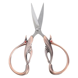 Embroidery Scissors, Stainless Steel Craft Scissors, Small Vintage Sewing Scissors Cross Stitch Scissors Swan Shaped Sewing DIY Tool for Needlework, Artwork, Manual Sewing Handicraft (Red Ancient)
