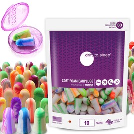 MOLDEX Sparkplugs Soft Foam Earplugs 10 Pairs Ear Plugs for Sleeping, Snoring, Work, Travel, Shooting - 33dB Highest NRR Made in USA