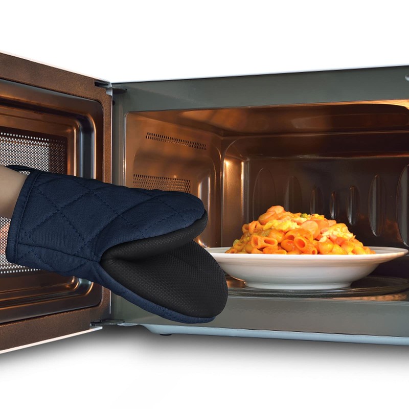 1 Pair Short Oven Mitts, Heat Resistant Silicone Kitchen Mini