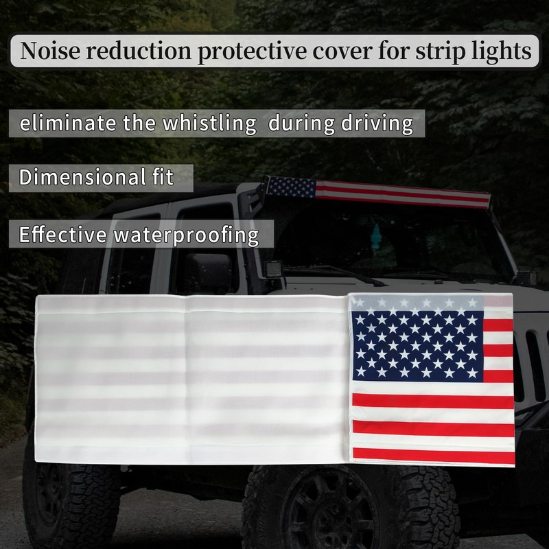 52 Inch Universal LED Light Bar Silencer Cover, American Flag