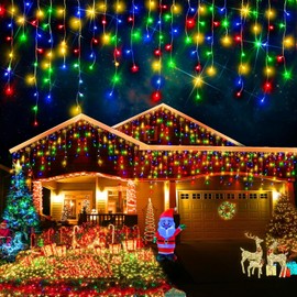 98FT 960LED Christmas Lights Waterproof 8 Modes Christmas Lights Outdoor Decoration with Memory and Timer Hanging Fairy Lights Plug-in Curtain String Lights for Holiday Party Wedding Home Roof