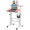 Hadulcet Stand Up Desk, Rolling Desk Adjustable Height, Mobile Standing