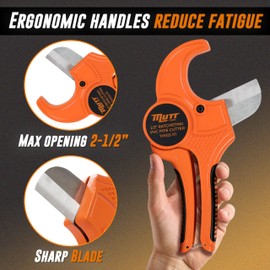 Mutt Tools Professional 1.5” PVC Pipe Cutter Tool - Heavy-Duty Ratcheting Plastic Pipe Cutter for PVC, CPVC, PEX – Cuts up to 1.5 Inch OD – Plumbing Cutting Tool for Home and Pro Use