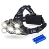 LED Headlamp Rechargeable Flashlight Brightest Waterproof 5 Lighting Modes Zoomable