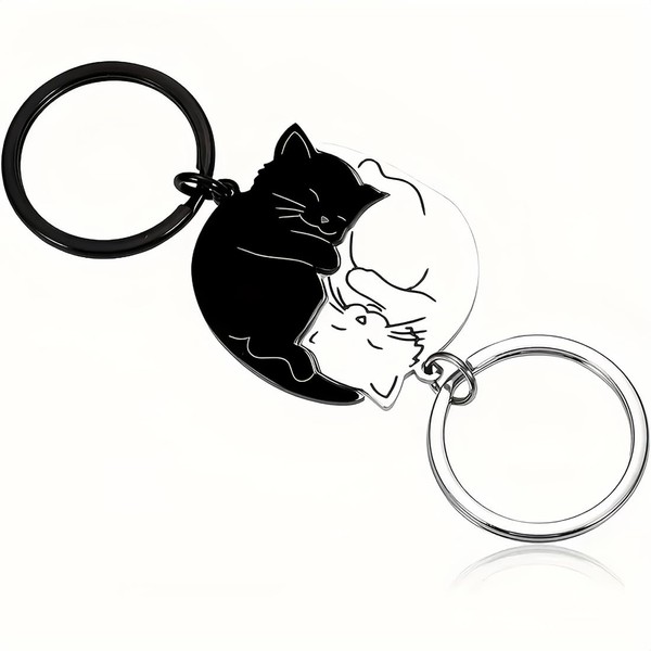 IBXWMNG 2 Pieces Keychains, Otter/Cat Partner Keychain, Couple Keychain, Cute