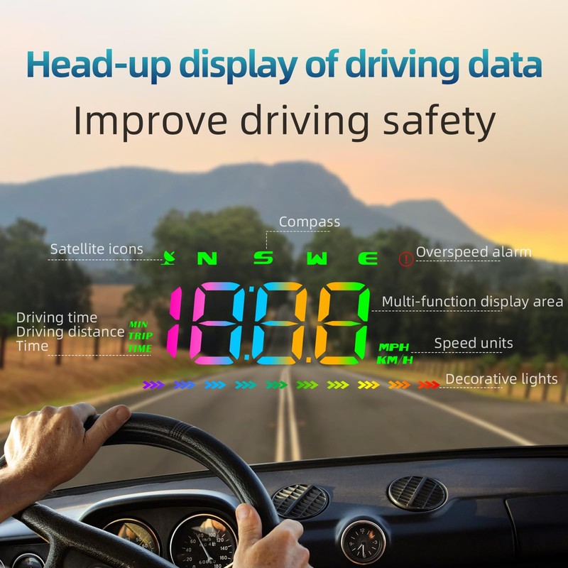 AZIJYV Heads Up Display for Cars, Color GPS Speedometer M23,
