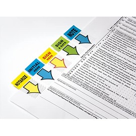 Post-it Banderas de mensajes impresas, cartel aquí, 1 dispensador, 50 banderas, 1 pulgada de ancho, amarillo (680-9)
