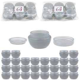 Beauticom 10G/10ML GRAY Color (48 Pieces) Frosted Container Jars with Inner Liner and Lid for Scrubs, Salves, Creams, Lotions, Makeup Cosmetics, Nail Accessories, Beauty Aids- BPA Free