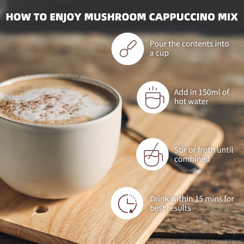 GANOHERB Mushroom Coffee Alternative Cappuccino Mix, Instant Coffee Drink with