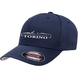 1968 1969 Ford Torino Convertible Outline Design Flexfit 6277 Athletic Baseball Fitted Hat Cap Navy L/XL