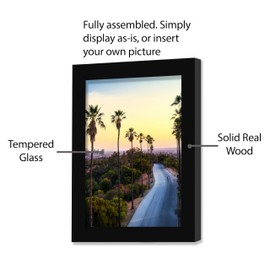 Frame Amo 18x24 Black Solid Wood Poster Frame, Tempered Glass Front, 1.5 inch Wide and 1 inch Deep Border