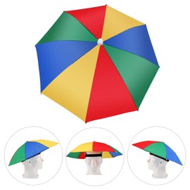 Amacoam Head Umbrella Hat Colourful Head Umbrella Foldable Parasol Hat Umbrella Hat Umbrella Hat Mini Umbrella for Carnival Festival Beach Fishing Outdoor Activities One Size