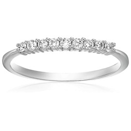 VIR JEWELS 1/5 cttw Round Diamond Wedding Band for Women in 14K White Gold 9 Stones Prong Set, Size 6